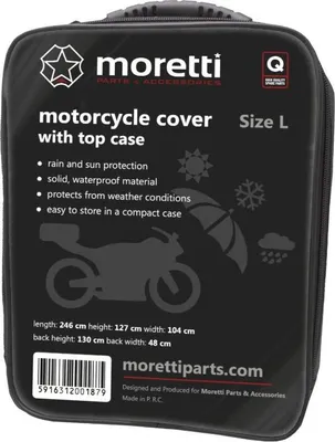 Image de Moretti Bâche Pour Moto, Scooter, Cyclomoteur Avec Coffre - Taille. L 246X104X127