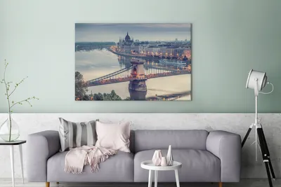 Produktbild von OneMillionCanvasses® - Leinwandbilder - 140x90 cm, Budapest - Kettenbrücke - Stadt, Wandbilder Kunstdruck Wanddekoration