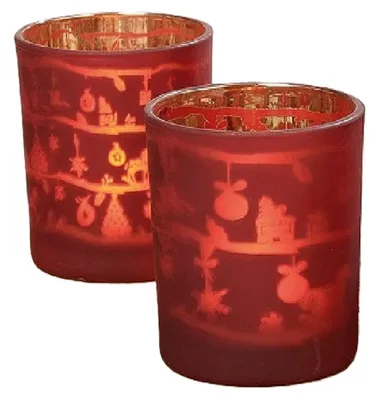 Produktbild von Windlicht Marlitt Glas lackiert rot H 8 cm 2er Set