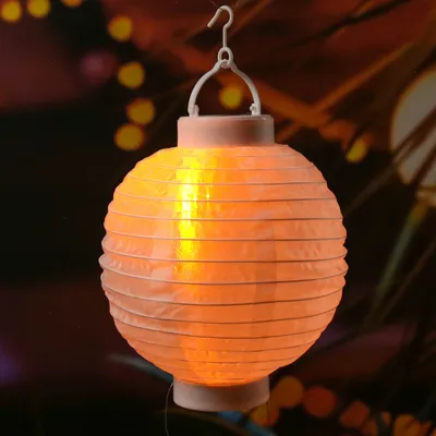 LED Solar Lampion - Flammeneffekt - 12 warmweiße LED - H: 23cm - D: 20cm - Lichtsensor - weiß