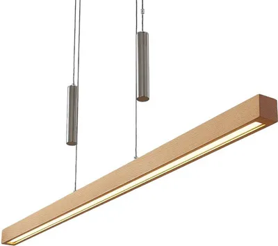Produktbild von Lucande LED-Pendellampe Pia, Buchenholz, 100 cm, 1.290 lm