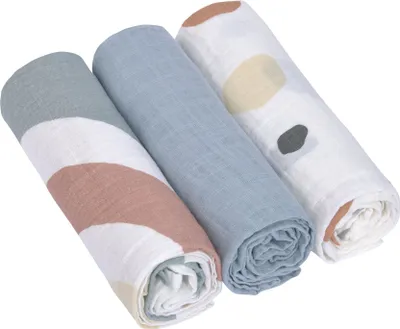 Obrázok produktu pre Lässig Hydrofilná zavinovačka na plienky 3 kusy 85 x 85 cm - Dúhová, púdrová modrá