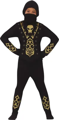 Produktbild von schwarzer Ninja Kostüm für Jungen, Größe:140/146