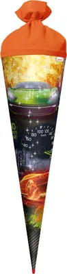 Produktbild von Schultüte No Limit Auto-Rennen 70 cm groß - rund Rot(h)-Spitze Filzverschluss - Action Car Race Glanz