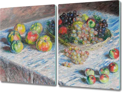 Produktbild von Coloray Hackbrett Küchenbrett Kochplattenabdeckung Schneidebrett Herdabdeckplatte 2x40x52 cm - Äpfel und Trauben Monet