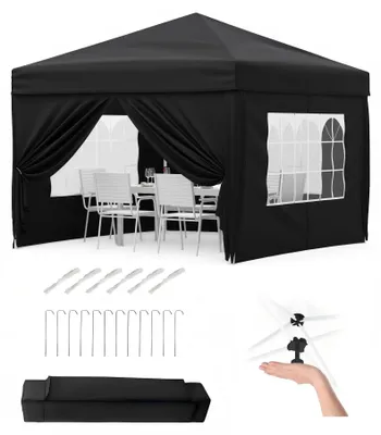 Immagine prodotto di Gazebo da giardino 3x3 metri - Tenda da giardino - Impermeabile - Protezione UV UPF 50+ - 4 pannelli laterali - Montaggio rapido - Struttura in alluminio - Colore: nero