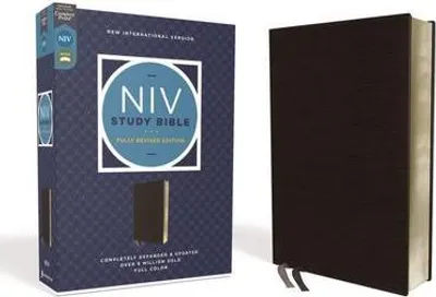 Obrázok produktu pre NIV Study Bible, Fully Revised Edition, Bonded Leather, Black, Red Letter, Comfort Print