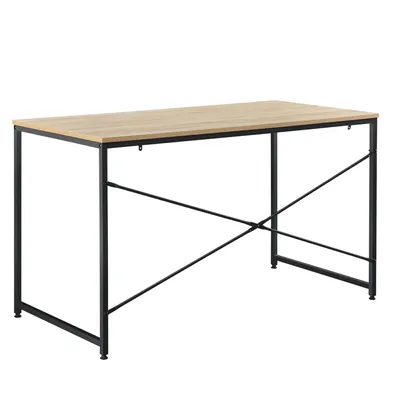 Productafbeelding van Binnen- en buitentafel Akeem - 120x60x72 cm - Spaanplaat en metaal - Zwart en eikenkleurig - Modern design