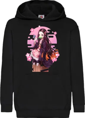 Obrázok produktu pre Detská Mikina S Kapucňou Demon Anime Slayer Nezuko Kamado 100, 12-13 Jahr - 152 / čierna