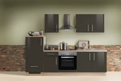 Produktbild von Küchenzeile mit Elektrogeräten Premium Lack Lava 270 cm ohne Geschirrspüler
