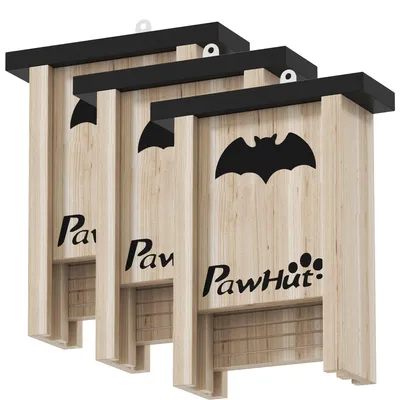 Immagine prodotto di Set di tre rifugi per pipistrelli da giardino | Colore: marrone, nero | Dimensioni: 18x6x22,5 cm