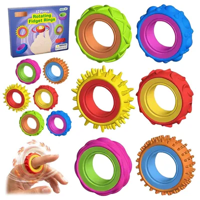 Produktbild von Fidgetring Stressabbau Sensorik Spielzeug - 12 Stück - Stressabbau - Sensorisches Spielzeug