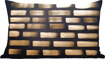 Produktbild von MuchoWow® Zierkissen Sofakissen Wohnzimmer Dekokissen 50x30 cm Goldene Streifen auf schwarzem Hintergrund - Wohnzimmerdekoration - Polster mit Photo