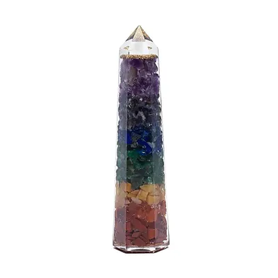 Zdjęcie produktu dla Obelisk z orgonitu dla 7 czakr – zestaw 2 sztuk – ±12 cm