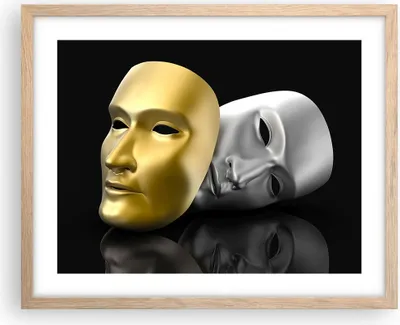 Produktbild von Gerahmtes Poster - Rahmen in heller Eiche - Maske Theater Bühne Schauspieler - 50x40 cm - Wand Bild - Wanddeko - Wandbilder - Wandposter - Bilderrahmen - Bilder - Kunstdruck - P2NAA50x40-2432