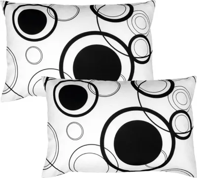 Produktbild von Kissenhülle 2er Pack in der Größe ca. 30x50 cm, Farbe: Weiß mit schwarzen Kreisen