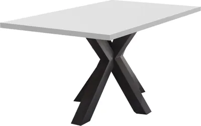 Produktbild von Esszimmertisch Elda 2 160 x 90 x 75 Esstisch Schwarzstahl/Weiß Matt Lack 13955-160