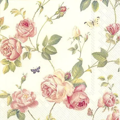 Produktbild von Servietten 33x33 cm - NEW RAMBLING ROSE cream