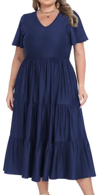 Imagen del producto de Vestido maxi de verano - Estilo bohemio, cuello en V y con bolsillos