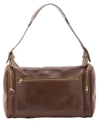 Produktbild von Uni Reisetasche aus echtem Leder braun mit verstellbarem Schultergurt Brown UNICA 45x35x23 cm NAN-4037-MARRONE