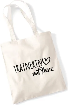 Produktbild von Huuraa Jutebeutel Trainerin mit Herz 10 Liter Natural Baumwolle Tasche Geschenkidee
