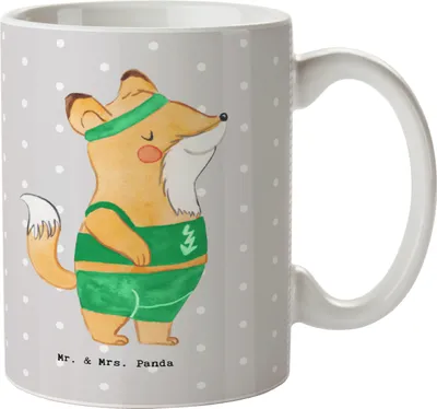 Produktbild von Mr. & Mrs. Panda Tasse Sportlehrer Herz - Grau Pastell - Geschenk, Becher, Kaffeebecher, Keramiktasse, Kaffeetasse, Pott
