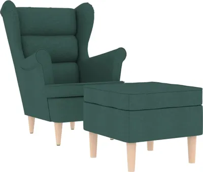 Produktbild von vidaXL Sessel mit Fußhocker Dunkelgrün Stoff