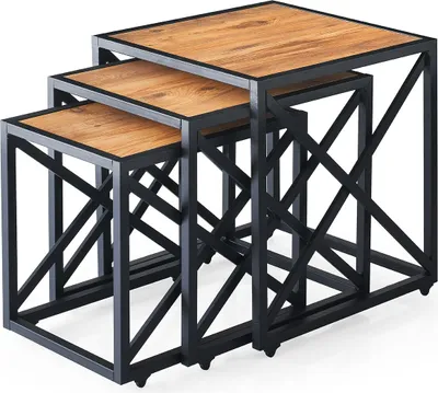 Produktbild von Skye Decor, Fly - 9407, Satztisch, 100 % MELAMINBESCHICHTETE SPANPLATTEN, Kiefer, 44,5 x 50 x 52,5 cm