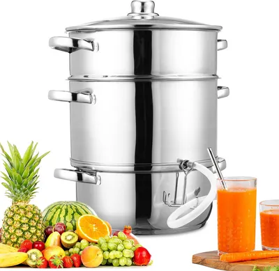 Produktbild von SWANEW Edelstahl Dampfentsafter 8 Liter mit Schlauch + Klemme Fruchtentsafter,Induktion Entsafter Saftpresse Obst