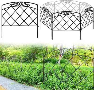 Zdjęcie produktu dla Ogrodzenie ogrodowe - metalowe panele ogrodzeniowe - ekran prywatności - nowoczesny design - ogrodzenie krajobrazu - 5 paneli - do ogrodu - klombu - drzew - bariera dla zwierząt - 60 x 300 cm - czarny