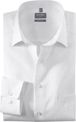 Produktbild von Olymp Hemd Ärmellänge 7 Luxor Comfort Fit weite Passform weiß einfarbig Baumwolle