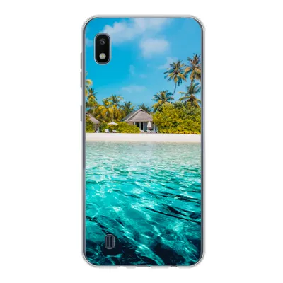 Produktbild von MuchoWow® Handyhülle Schutzhülle Hülle für Samsung Galaxy A10 Strand - Palmen - Meer Silikon Softcase Handy Hülle - Schutzhülle