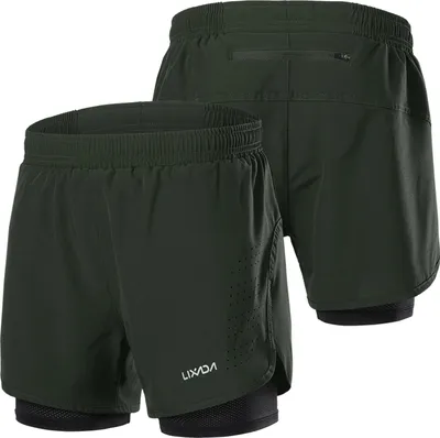 Produktbild von 2-in-1-Laufshorts fuer Herren von Lixada Schnelltrocknende, atmungsaktive, aktive Trainingsuebung Jogging-Radhose mit laengerem Innenschuh
