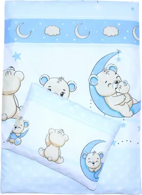 Produktbild von 4tlg Kinderwagenset Baby Bettwäsche für Kinderwagen Bezüge Decke Kissen 31. Bärchen Blau