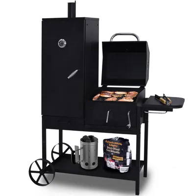 Produktbild von Syntrox Germany Smoker Räucherofen Grillwagen 2 Kammern 0,8mm Stahl schwarz