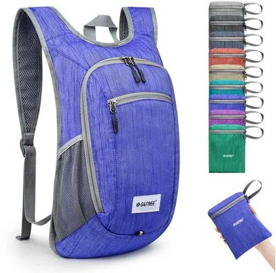 Immagine prodotto di Zainetto da viaggio economico, 10/15 l, pieghevole, leggero, facile da riporre, zainetto da escursione, borsa da viaggio, blu navy, 10 litri