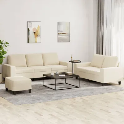 Produktbild von "im Angebot" 3-tlg. Sofagarnitur - Sofa-Set - Couchgarnitur - Creme Stoff - Klassische Sofas CC8885