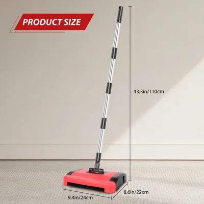 Immagine prodotto di Aspirapolvere per tappeti e pavimenti - Aspirapolvere manuale per pavimenti - Testa spazzola girevole a 180° - Adatto per pavimenti duri e tappeti - Design compatto - Manico in alluminio, peso: 0,65 kg