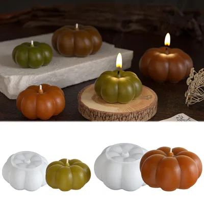 Produktbild von 2-teiliges Silikonform-Set: Kürbisformen, Kürbis-Kerzenhalterform, Halloween-Form, Herbstform, Kürbisformen für DIY-Projekte