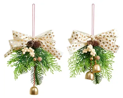 Weihnachtsbogen mit Jingle Bells, 2 Stück, rot, für Xmas-Deko