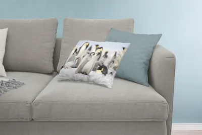 Produktbild von MuchoWow® Zierkissen Sofakissen Wohnzimmer Dekokissen 60x40 cm Pinguine - Schnee - Tiere - Kopfkissen - Polster mit Foto