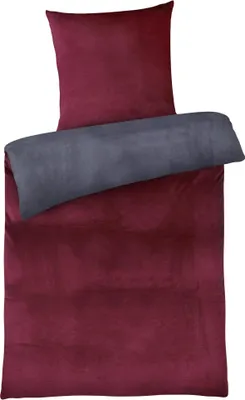 Produktbild von Cashmere Touch Bettwäsche 155x220 cm Warme Winter Bettwäsche Anthrazit Bordeaux