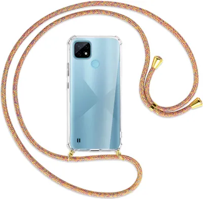 Produktbild von Handykette Backcover-Schutzhülle mit Band (Metall goldfarben) für Realme C21 (RMX3201) - Rainbow