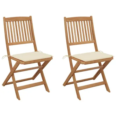 Produktbild von Klappbare Gartenstühle 2 Stk. mit Kissen Massivholz Akazie