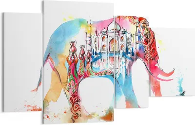 Produktbild von Bild auf Leinwand - Leinwandbild - Elefant Indien ethnisch Kultur - 120x70cm - Wand Bild - Wanddeko - Leinwanddruck - Bilder - Kunstdruck - Wanddekoration - Leinwand bilder - Wandkunst - DL120x70-3037