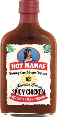 Produktbild von HOT MAMAS Sunny Caribbean Spicy Chicken BBQ Sauces Flasche 195ml