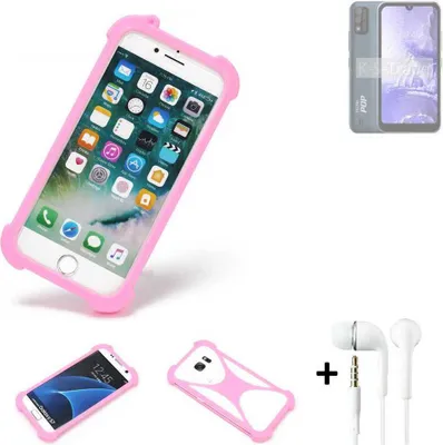 Produktbild von K-S-Trade Bumper + Kopfhörer kompatibel mit Tecno Pop 5S Handy Hülle Schutzhülle Silikon Schutz Hülle Cover Case Silikoncase Silikonbumper TPU