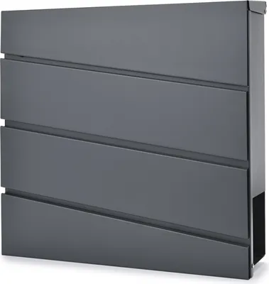 Produktbild von Verda Designer Briefkasten mit Zeitungsrfach, Postkasten, Wandbriefkasten, 2X Schlüssel, abschließbar, Anthrazit, Modern, Edehlstahl SN3645-1
