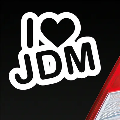 Produktbild von Auto Aufkleber I Love JDM Liebe Tuning 12x10 cm Weiss Glanz Sticker Heckscheibenaufkleber