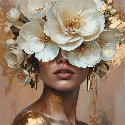 Produktbild von Glasbild Flowers On Her Head XII 50x50 cm